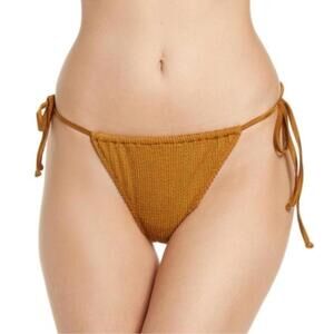 Good American Womens Always Fits Tiny Ties Bikini Bottom Bronze Brown Size L New